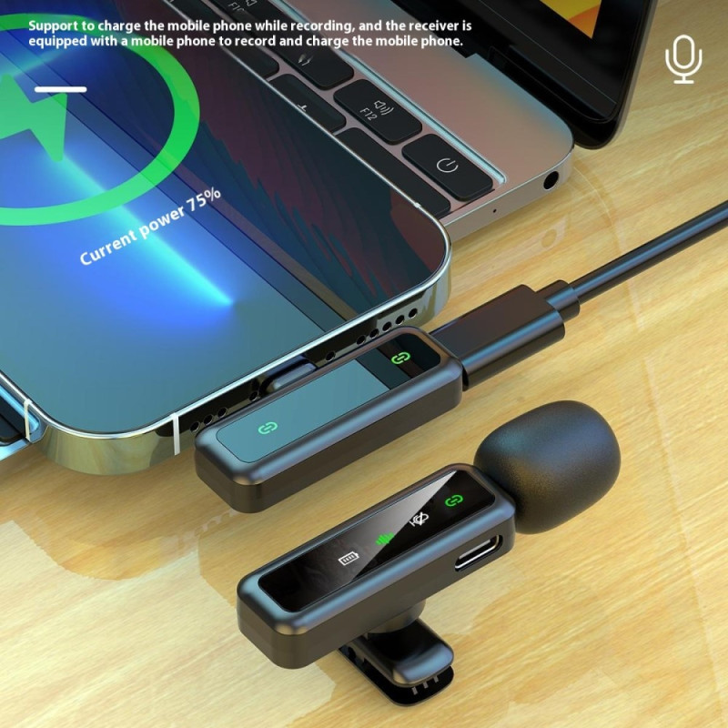 Trådløs Lavalier Mikrofon Støyreduksjon 1 sender + 1 mottaker - USB-C-kontakt
