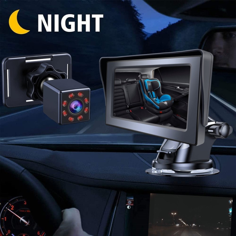 360 degree rotatable 4.3" night vision Car Baby Monitor camera for safe driving