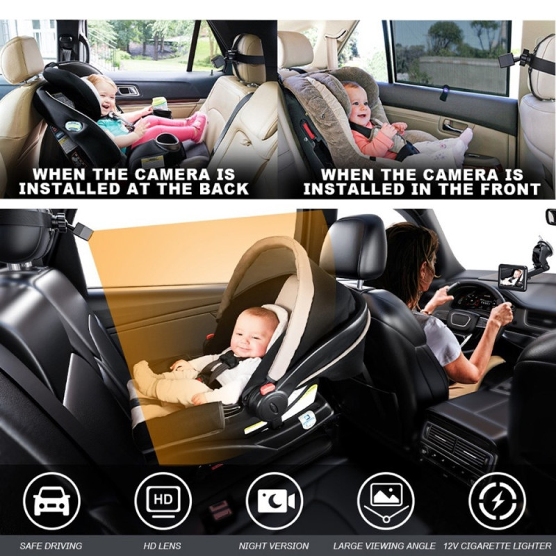360 graders roterbart 4,3" nattesyn Bil Baby Monitor kamera til sikker kørsel