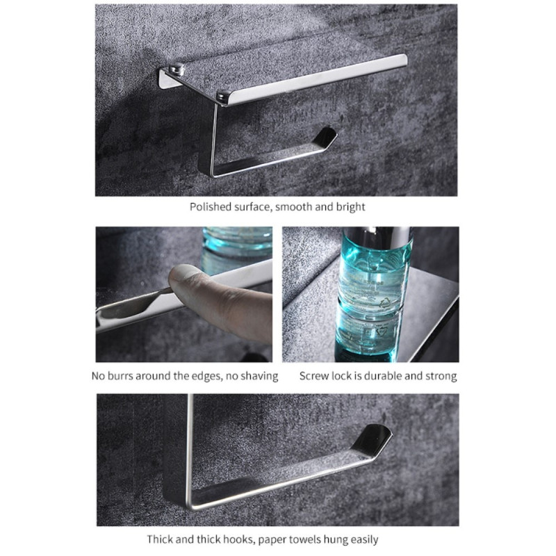 Toilet paper holder for bathroom Wall mounted with shelf - K6/Silver/Drill installation