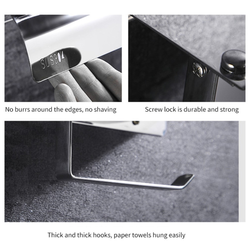 Toalettpapirholder for bad Veggmontert med hylle - K6/Sølv/Drill montering