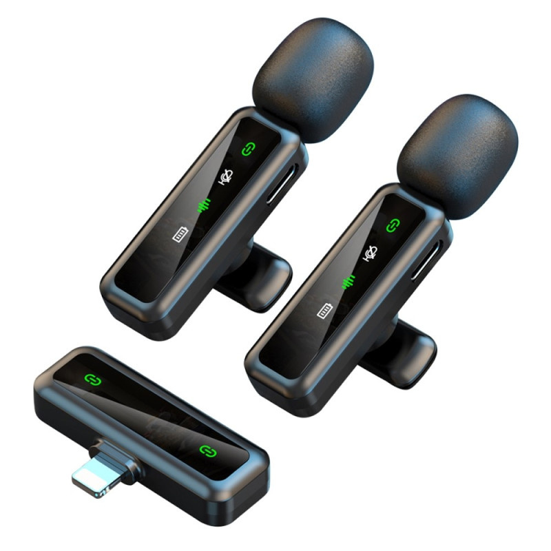 Trådløs Lavalier Mikrofon Støyreduksjon 2 sendere + 1 mottaker - iP-kontakt