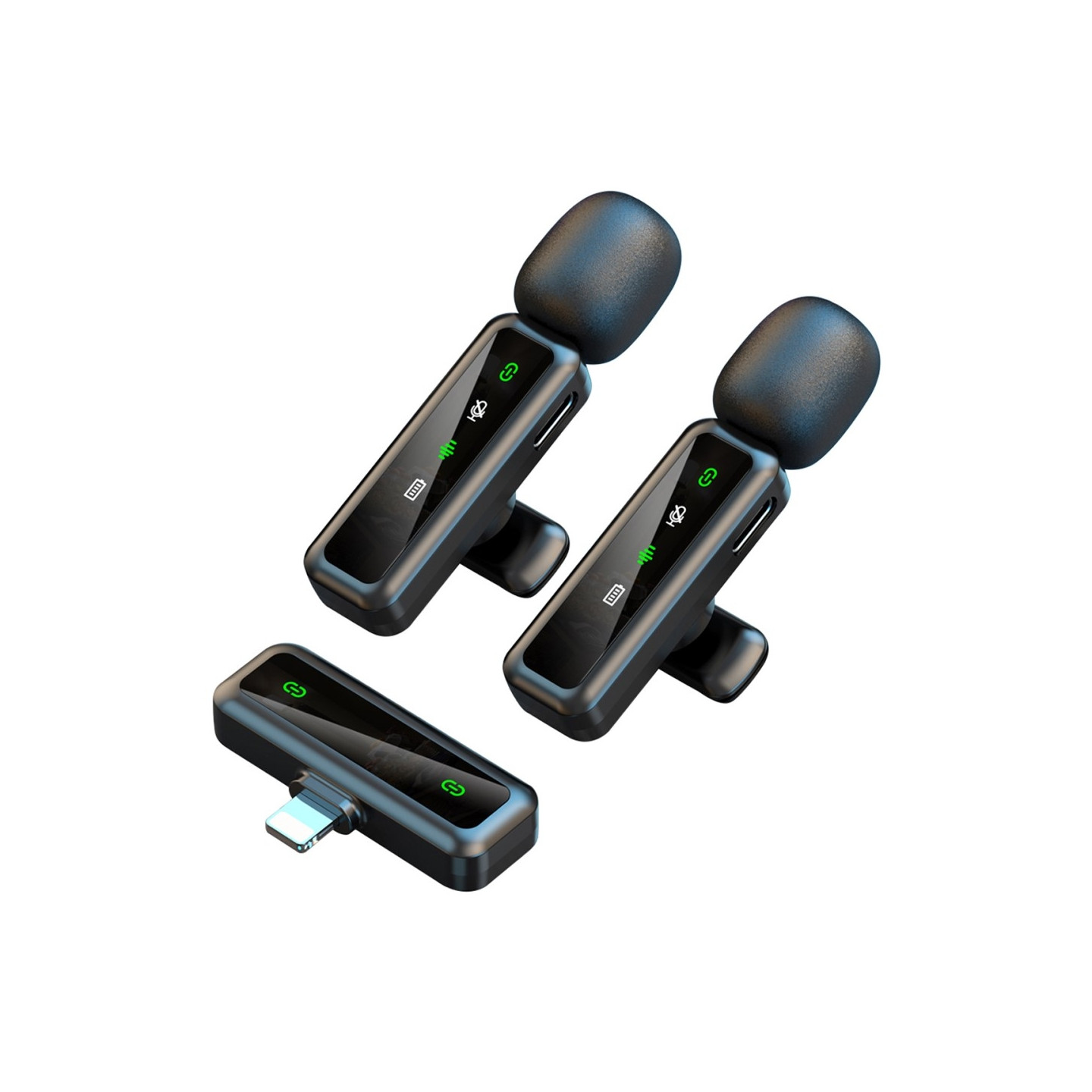 Langaton Lavalier Microphone Noise Reduction 2 lähetintä + 1 vastaanotin - iP-liitin