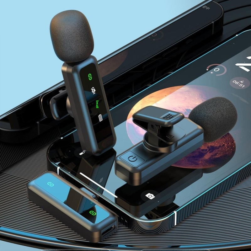 Trådløs Lavalier Mikrofon Støyreduksjon 2 sendere + 1 mottaker - iP-kontakt