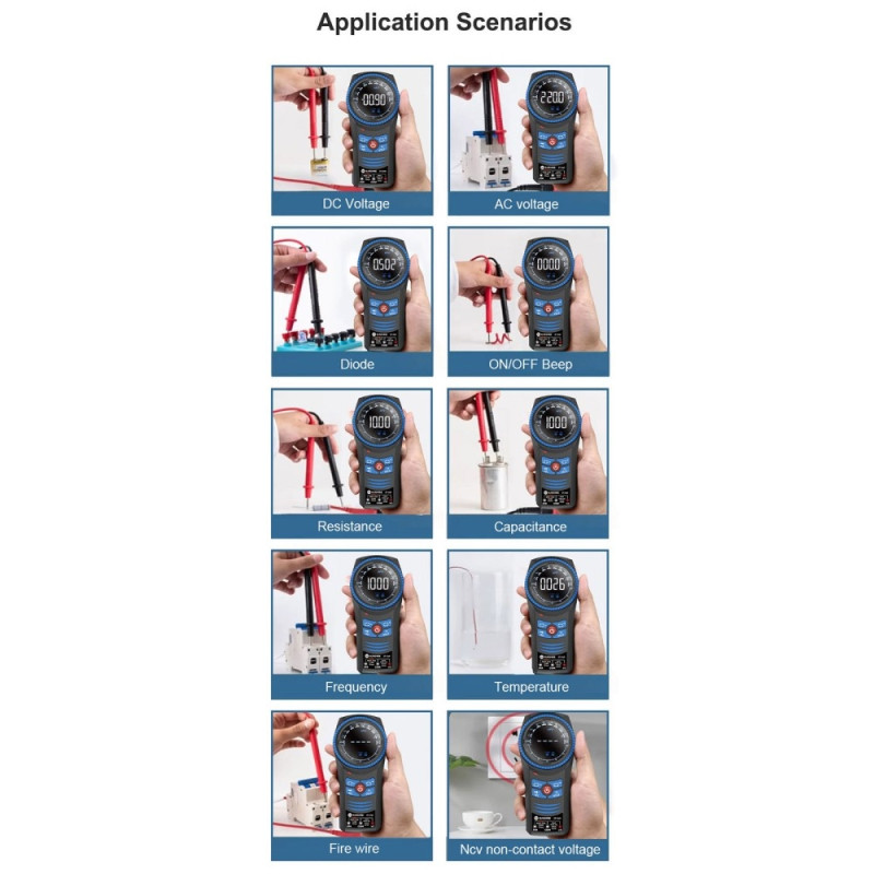SUNSHINE Roterende Multimeter Auto Range Håndholdt Spændingsmodstand Kontinuitetstester