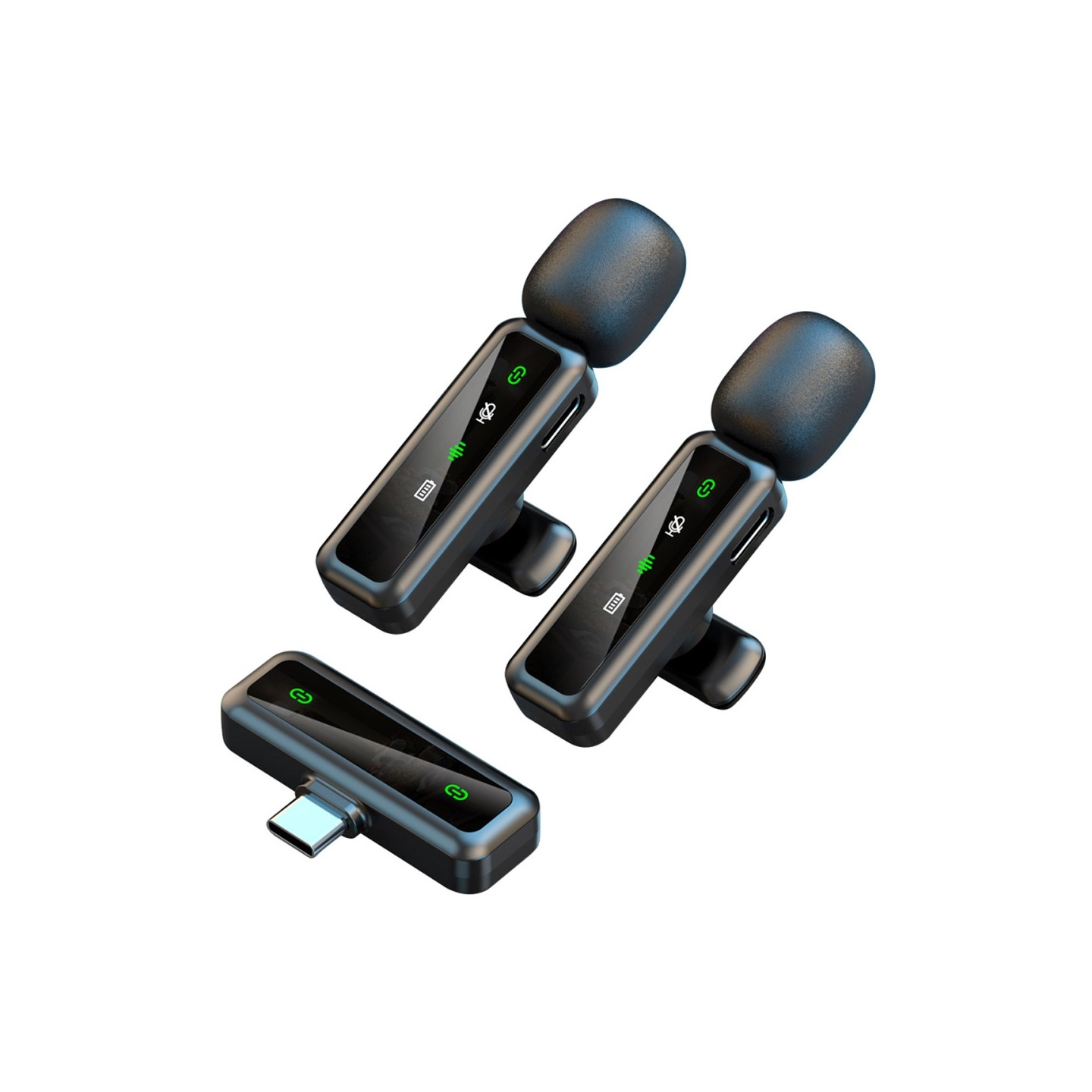 Trådløs Lavalier Mikrofon Støjreduktion 2 sendere + 1 modtager - USB-C
