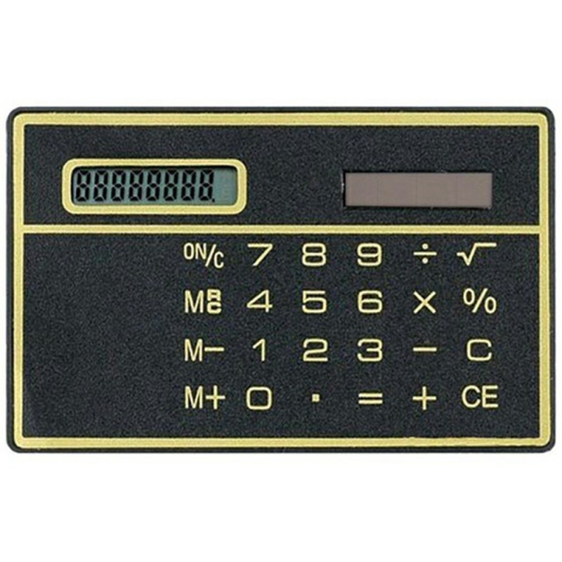 Ultra Thin Solar Powered Pocket Calculator Calculator 8 Digit Touch Calculator - Black