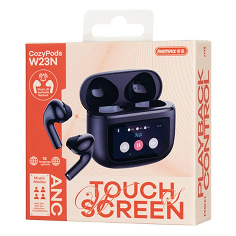 REMAX Cozypods True Wireless Earbuds Touch Screen ANC støjreducerende Bluetooth-hovedtelefoner - Sort