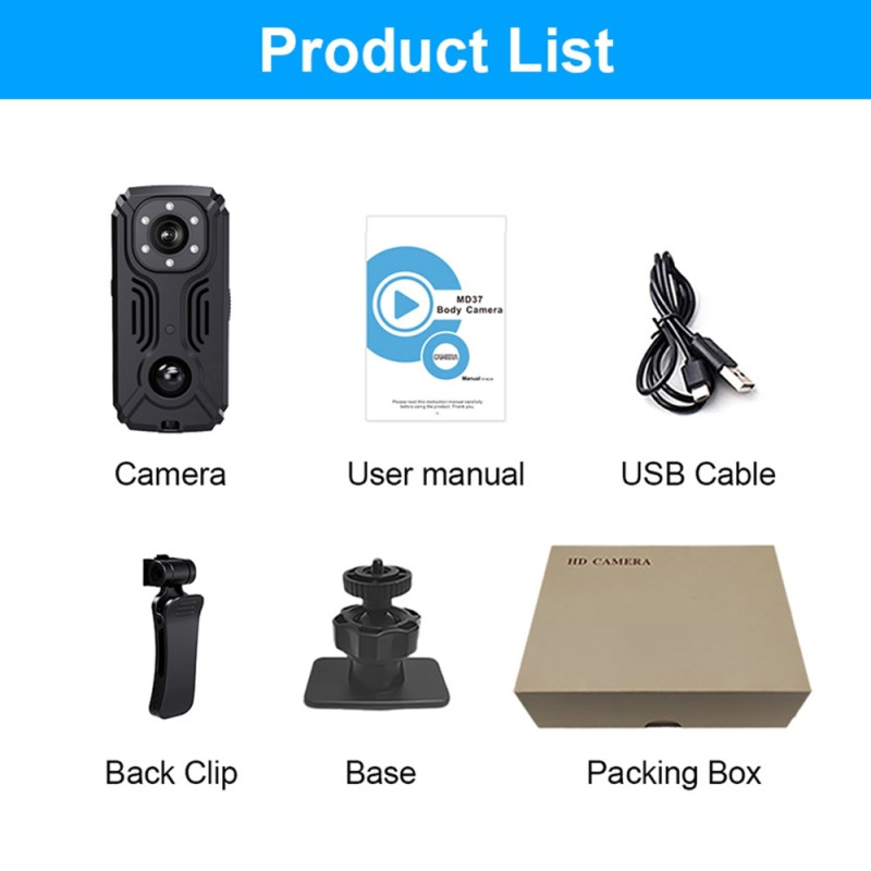 MD37 Videoopptaker 2K Sport Camera Sykkel med IR-CUT AP Hotspot