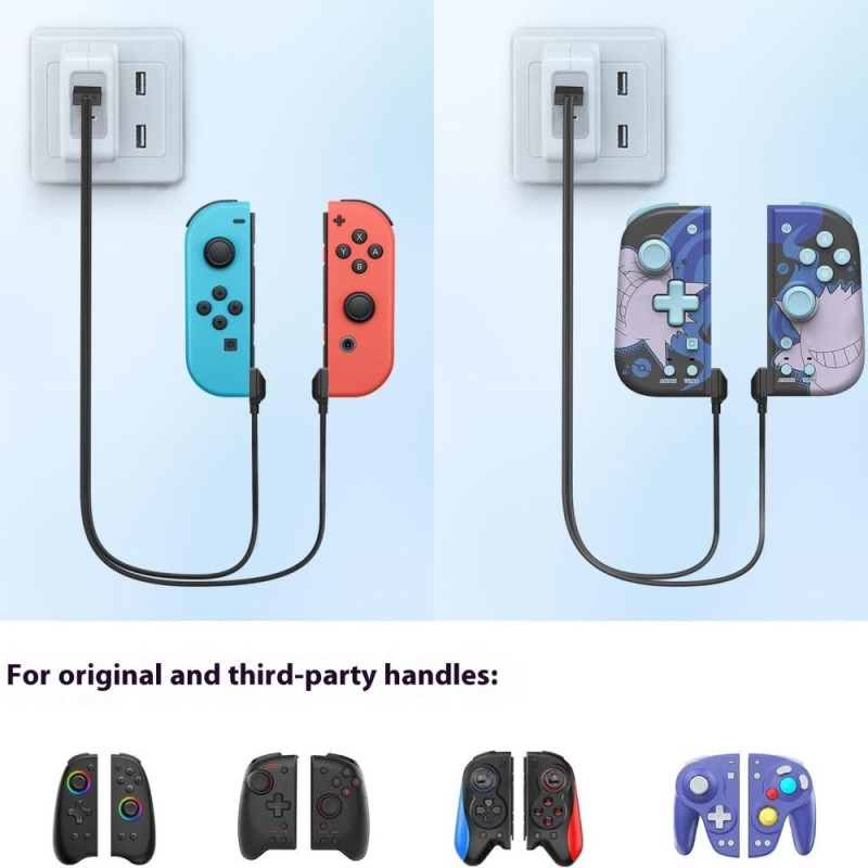 Nintendo Switch OLED Joy-Con Controller 2 in 1 -USB:n kanssa yhteensopiva laturikaapeli