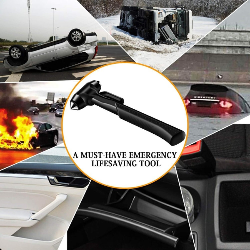 Autovasara ikkunanmurtaja hätävasarahihnaveitsi pitkä kahva - Punainen