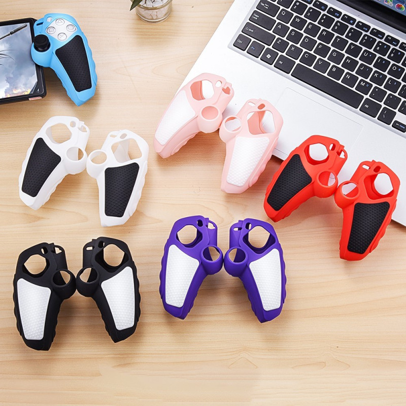 Playstation 5 / PS5 Silikone Skin Cover Case Anti-Slip Protection + Joystick Caps - Blå