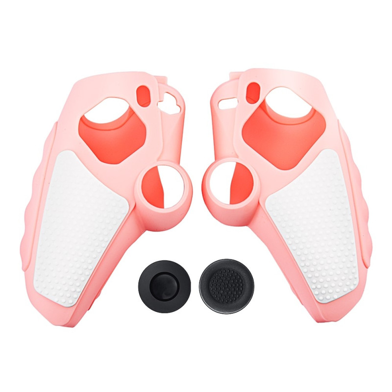 Playstation 5 / PS5 Silikon Hud Deksel Veske Anti-skli beskyttelse + Joystick Caps - Rosa