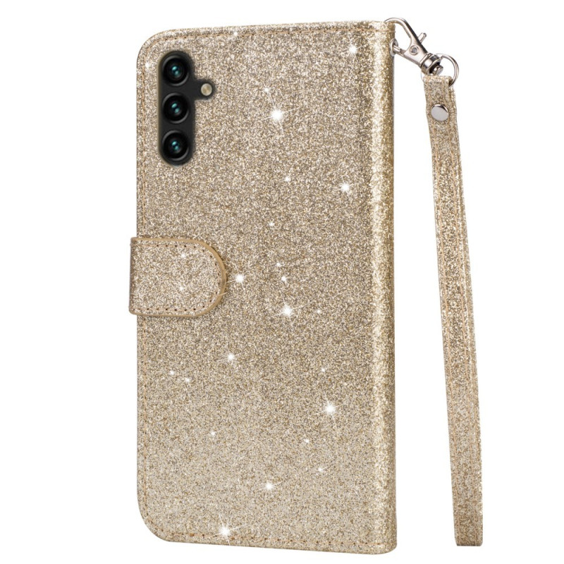 Til Samsung Galaxy A56 5G Stående Glittercover med Lynlåslomme - Gold