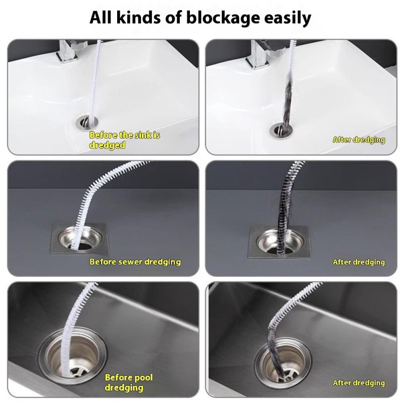 Kök Avloppsrör Tvättställ Rengöring Borste Rör Ta bort hår Rensa avlopp