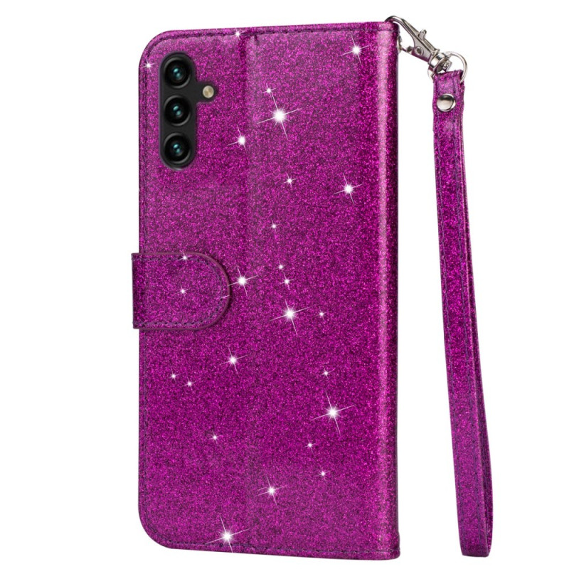 Samsung Galaxy A56 5G Taittuva Glitter-Suojakotelo Vetoketjutaskulla – Purple