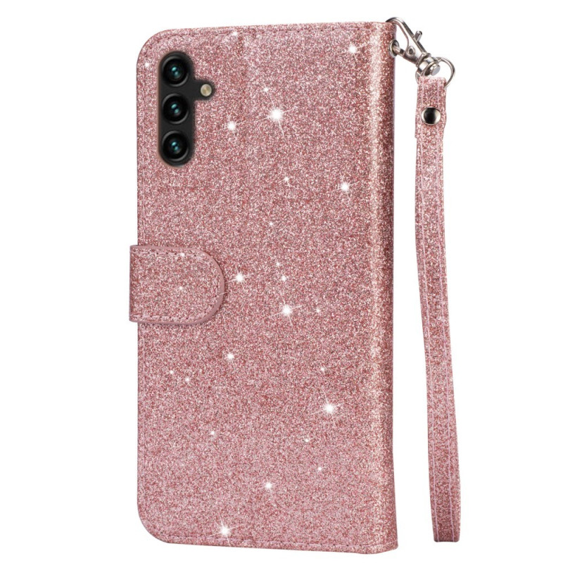 Til Samsung Galaxy A56 5G Stående Glittercover med Lynlåslomme - Rose Gold