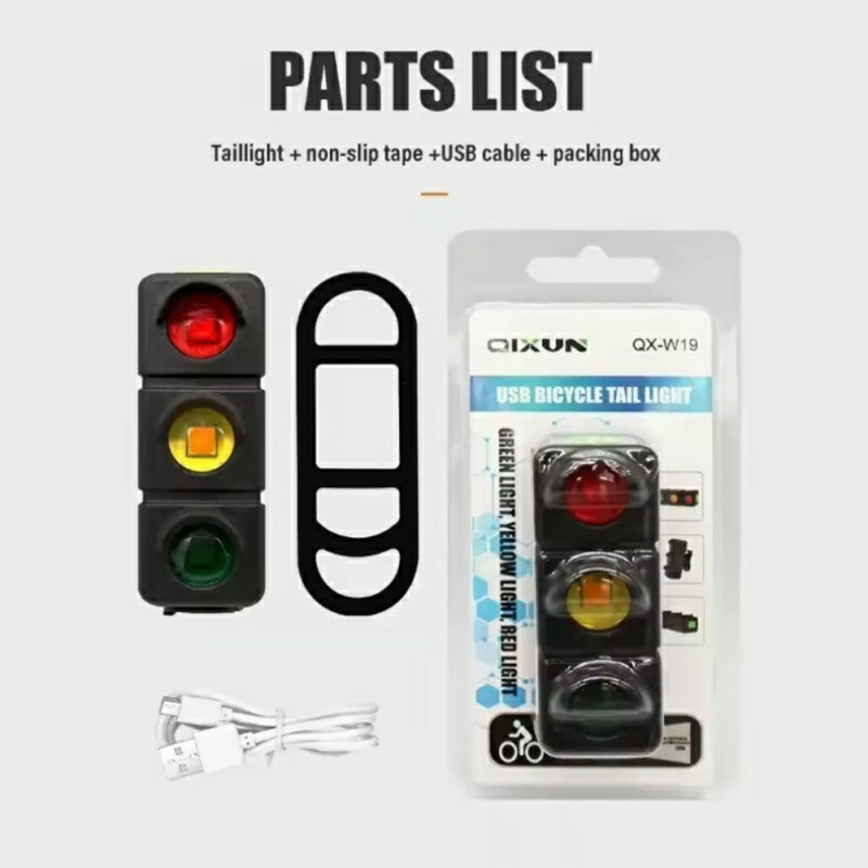 Rear light Bicycle Lighting Rechargeable Warning light 3 color LED waterproof