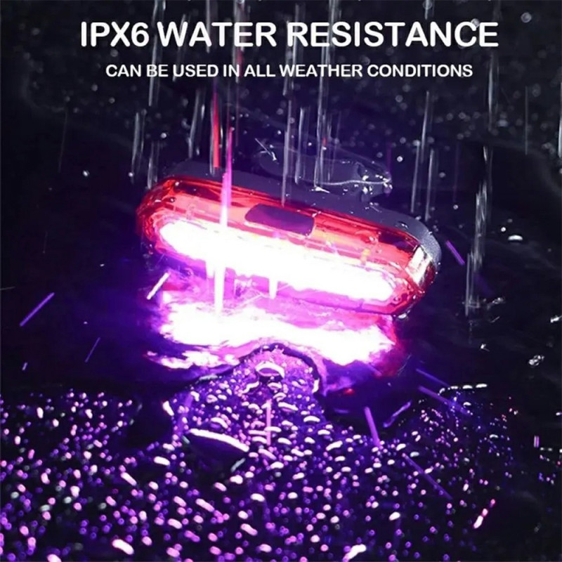 Baglygte cykelbelysning Genopladeligt advarselslys Høj lysstyrke 4 lystilstande