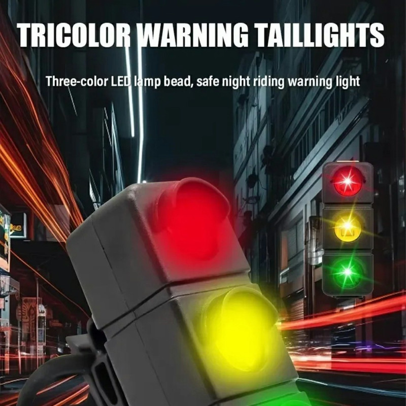 Rear light Bicycle Lighting Rechargeable Warning light 3 color LED waterproof