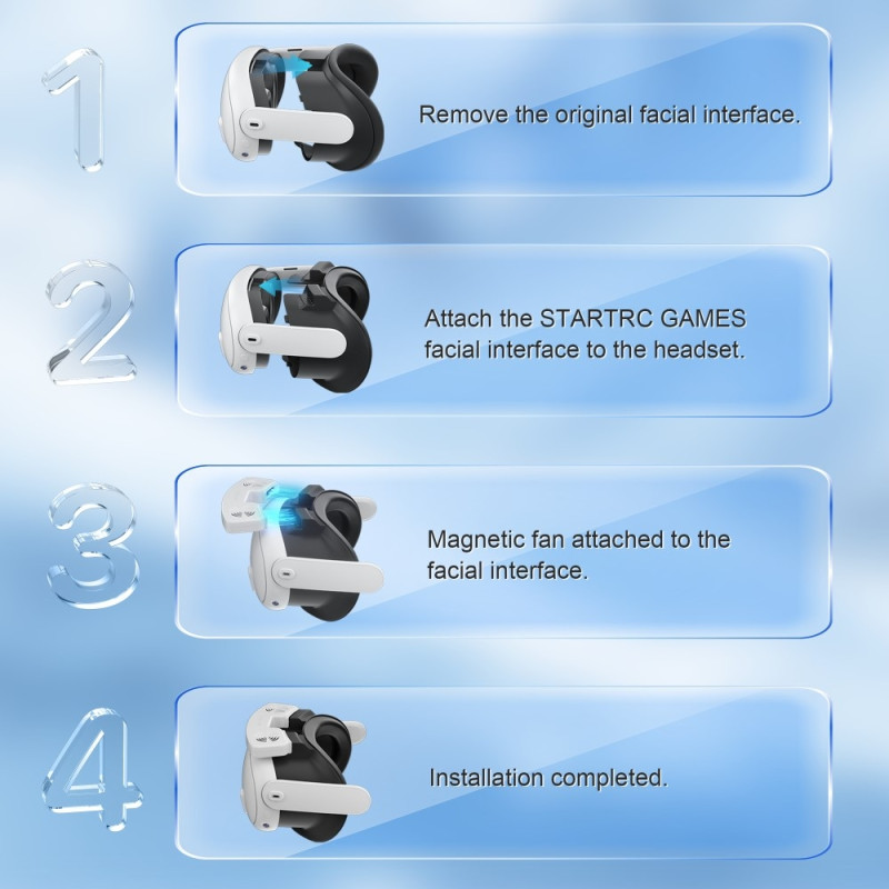 For Meta Quest 3S VR-kasvonaamio Magneettinen jäähdytystuulettimen vaahtomuovityyny, hengittävä kasvosuoja