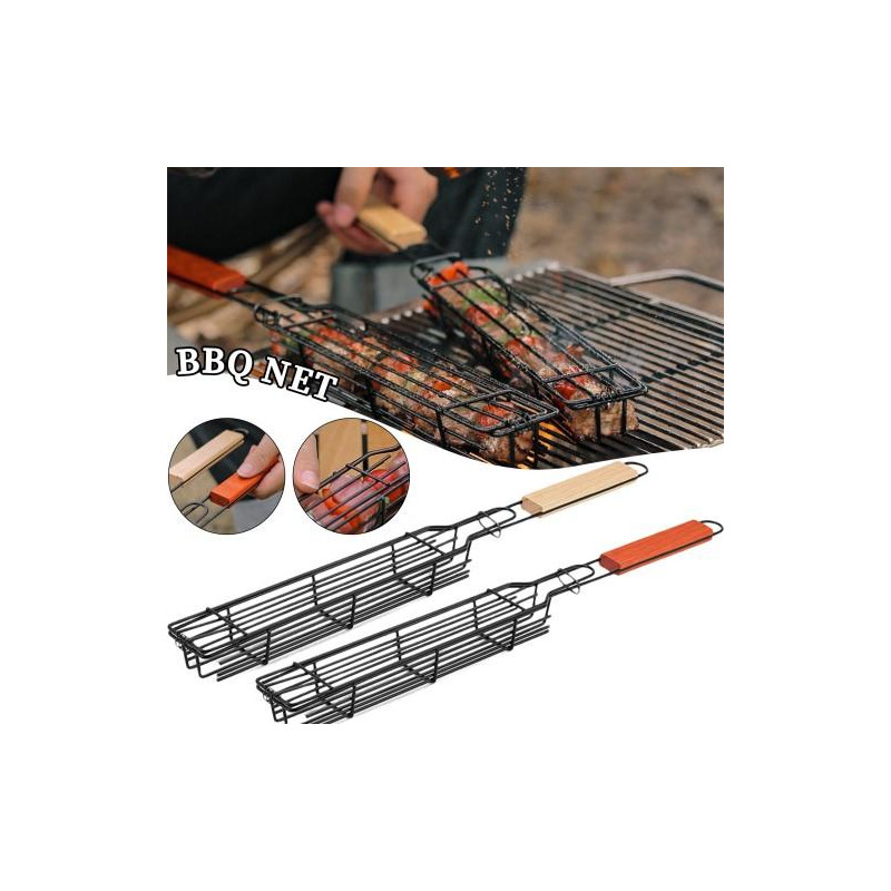 Utendørs BBQ Grillkurv Grillbur Piknik Grillnett Campinggrill