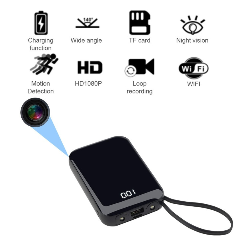 1080P HD WiFi-kamera 5000mAh bærbar powerbank sikkerhedskamera