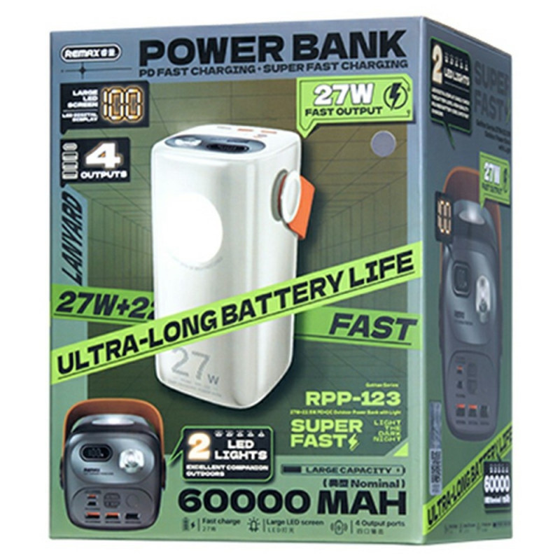REMAX RPP-123 60000mAh Powerbank 27W + 22.5W Snabbladdning