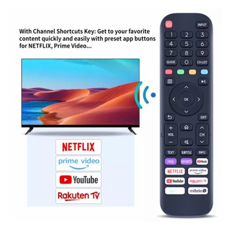 Fjernbetjeningserstatning til EN2AK30H til Hisense Smart Tv