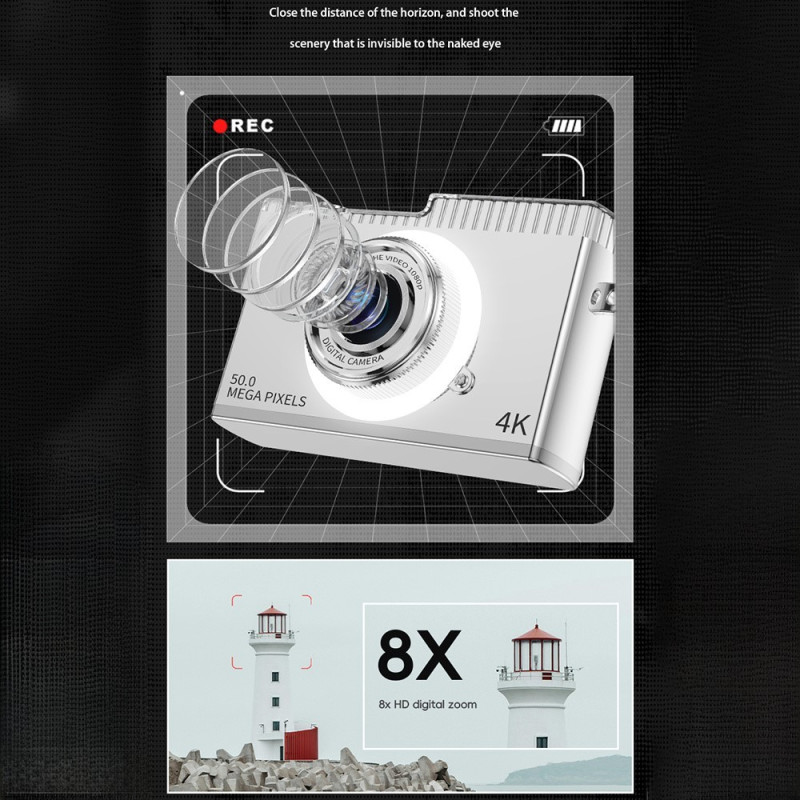 2.4" HD Dual Lens Digital CCD camera Video recording 8X zoom camera incl. 32GB Memory card