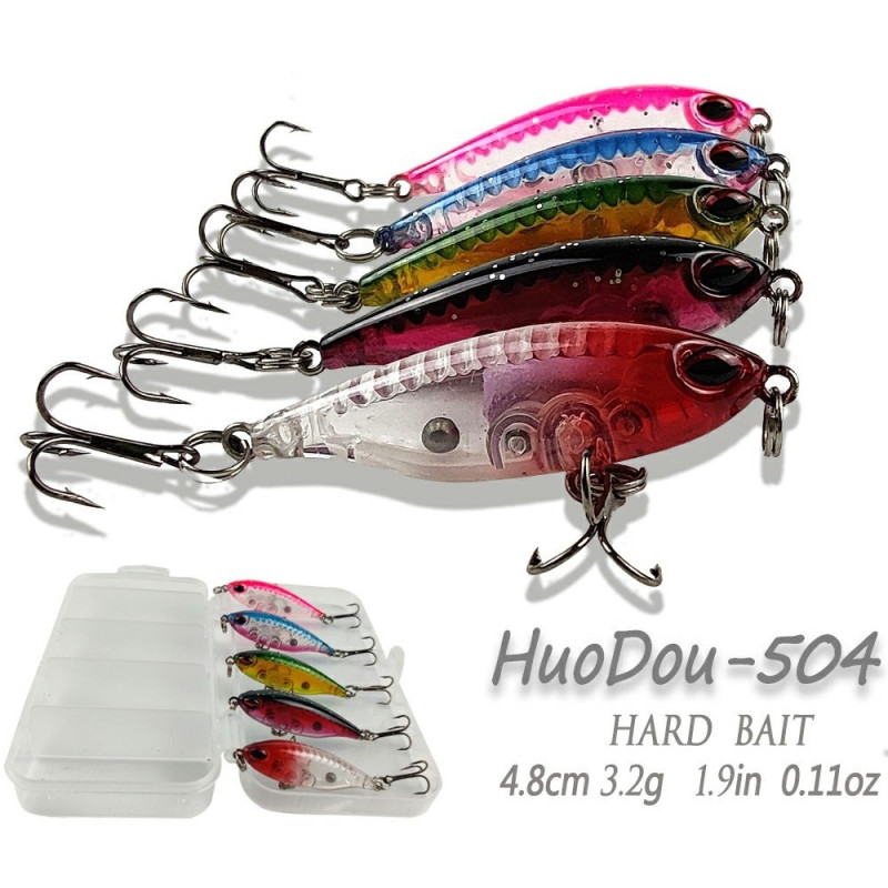 5 pcs Fishing lures Freshwater Sea fishing Floating Minnow hard bait with rattle