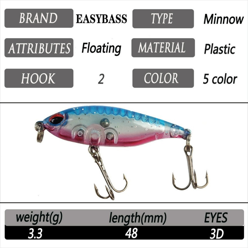 5 kpl Kalastusuistimet Makean veden merikalastus Kelluva Minnow kova syötti helistimellä