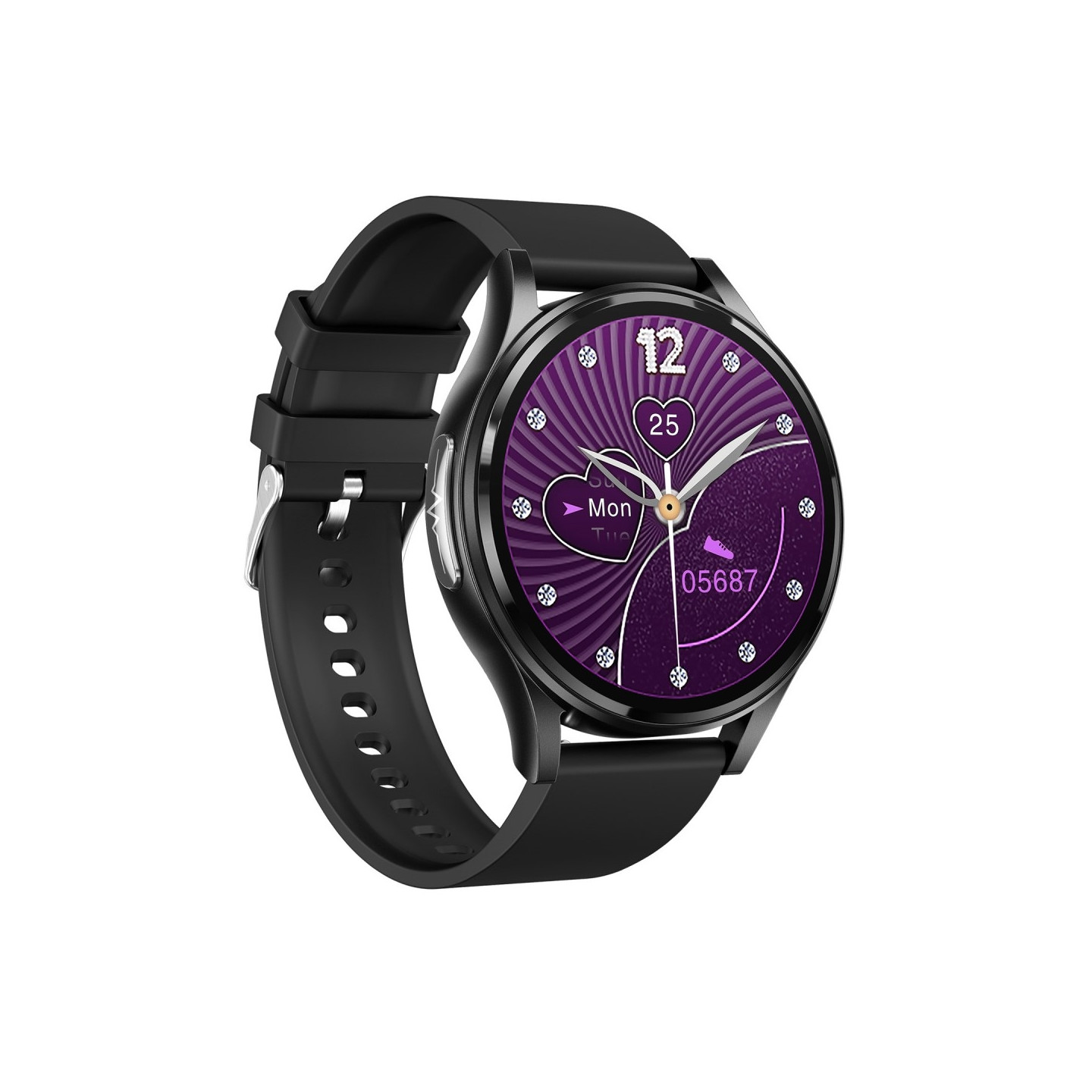 1,43-tommer AMOLED Skærm Smartwatch – EKG, Pulsmåler, Bluetooth-opkald – Sort