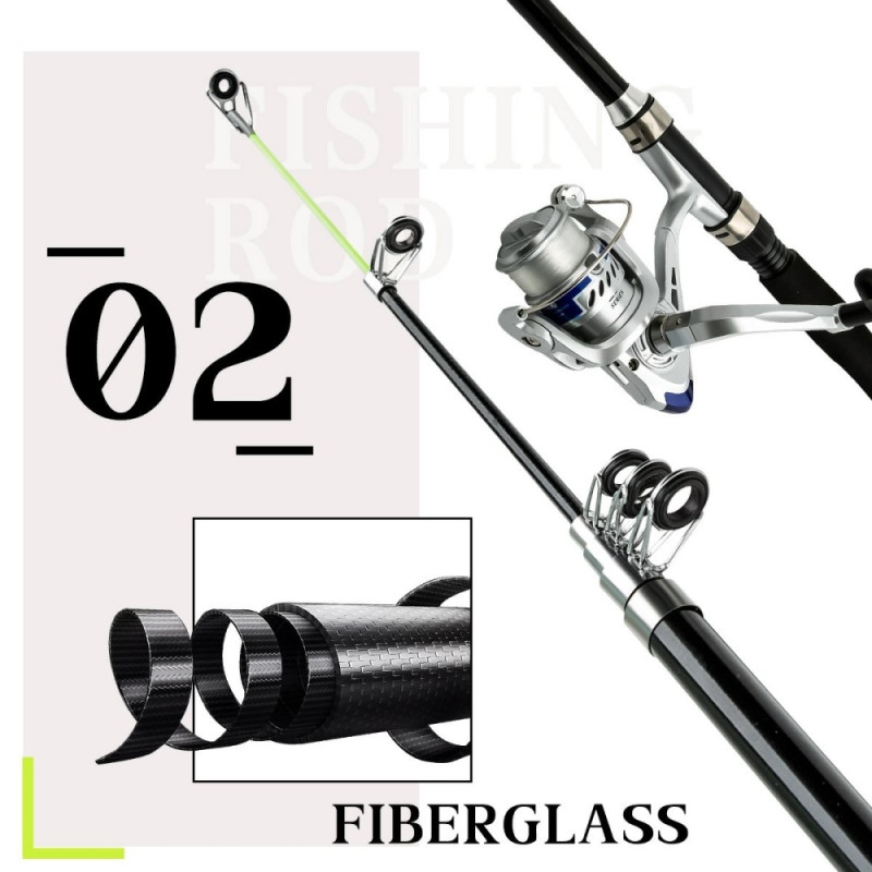 2 Fishing rods + accessories fishing rod 1.8 m telescopic rod fishing gear with reel
