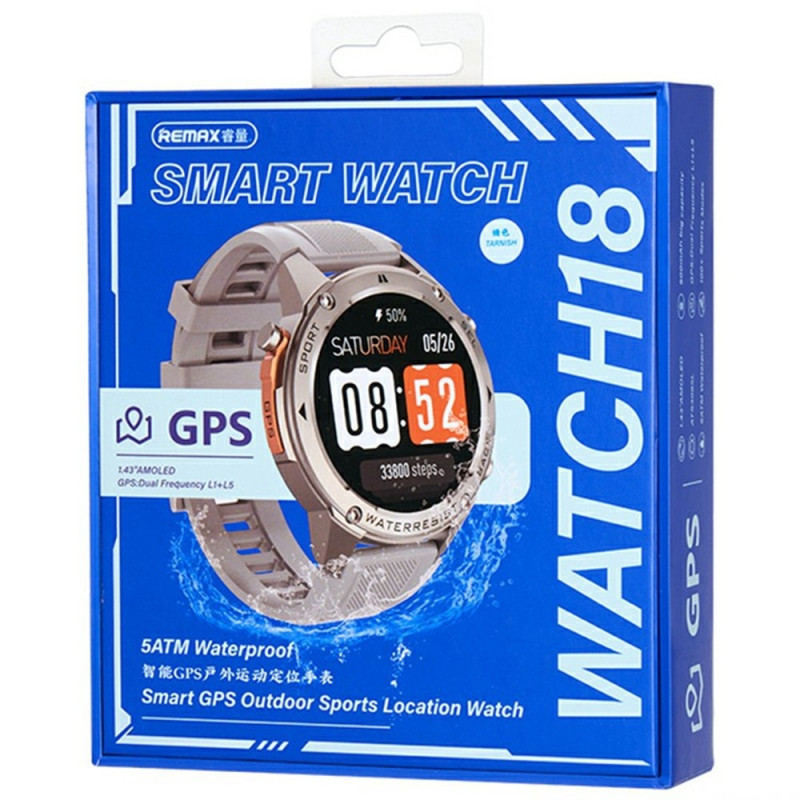 REMAX WATCH 18 Smart GPS Sportsklocka Fitness Tracker med Pulsmätare