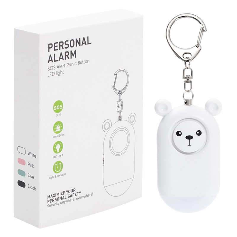 Emergency Alarm Assault Protection Portable Self Defense Loud Personal Security Alarm - White