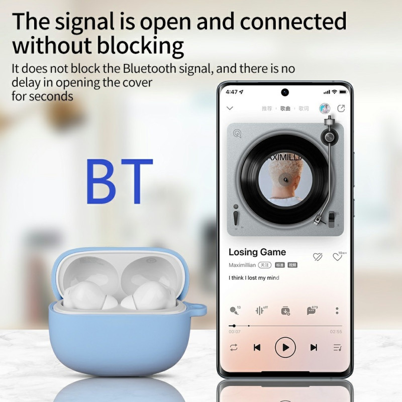 Til Xiaomi Redmi Buds 6 Pro Silikoneetui – Beskyttelsescover med karabinhage