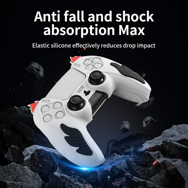 Playstation 5 / PS5 Silicone Skin Cover Case Anti-Slip Protection Flame Design - Black