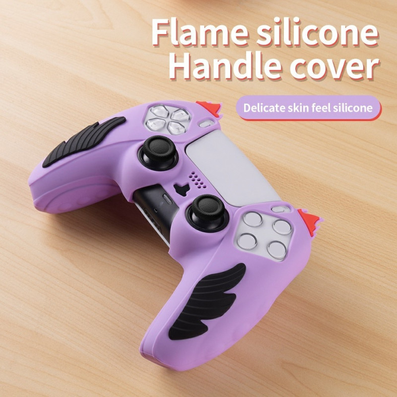 Playstation 5 / PS5 Silikone Skin Cover Case Anti-Slip Protection Flame Design - Sort