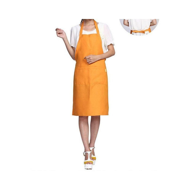 Home Kitchen Simple Stylish Clean Color Apron - Orange