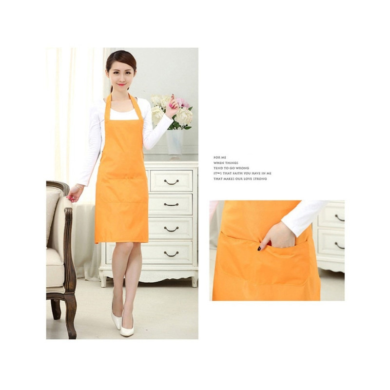 Home Kitchen Simple Stylish Clean Color Apron - Orange