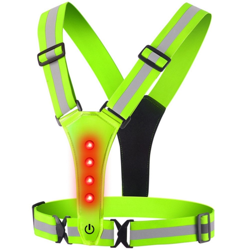 Rechargeable Reflective Vest with 3 Modes LED Light for Outdoor Night Running Walking