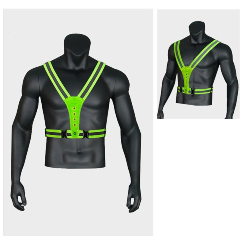 Rechargeable Reflective Vest with 3 Modes LED Light for Outdoor Night Running Walking