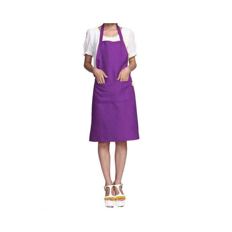 Home Kitchen Simple Stylish Clean Color Apron - Purple