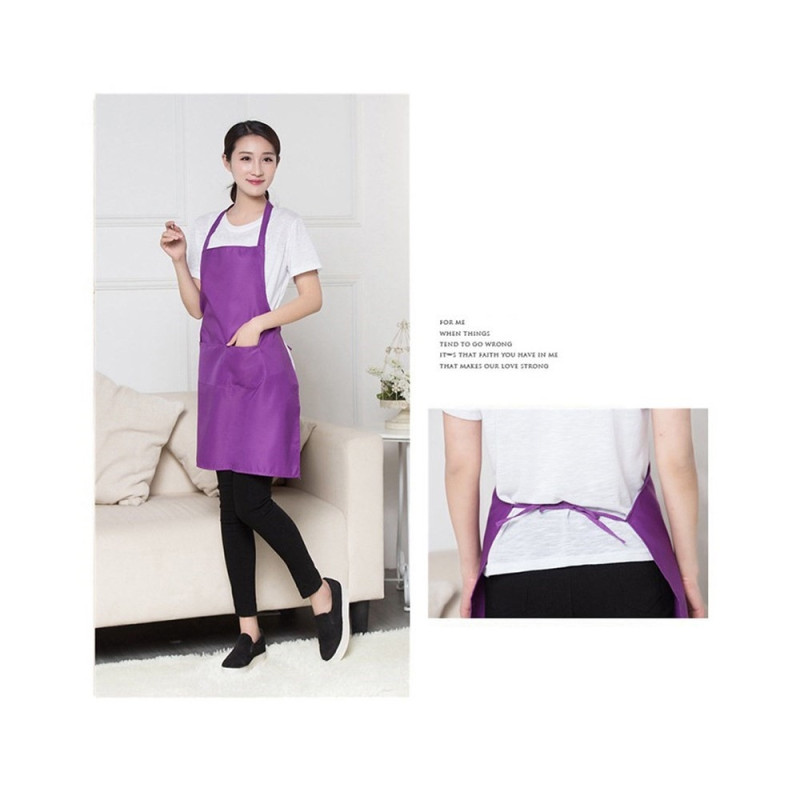 Home Kitchen Simple Stylish Clean Color Apron - Purple