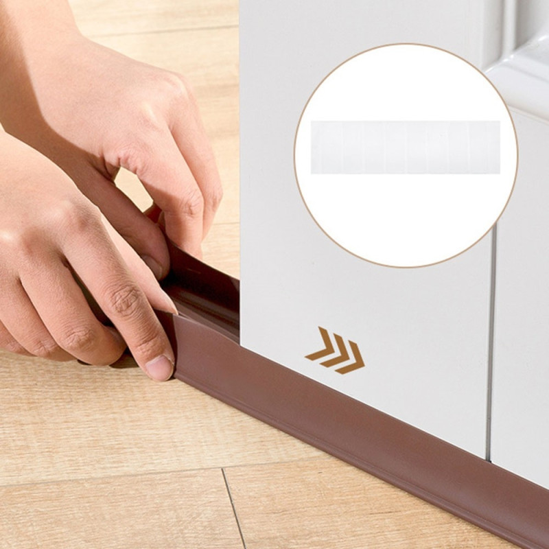 Ljudisolering Dörrtätningsremsa PVC Dörrspår Gap Filler med självhäftande tejp