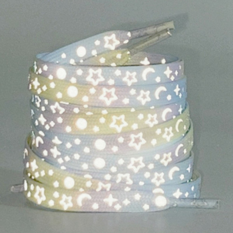 140 cm reflekterende skolisser til joggesko Canvassko Basketballsko etc - Yellow Blue Star