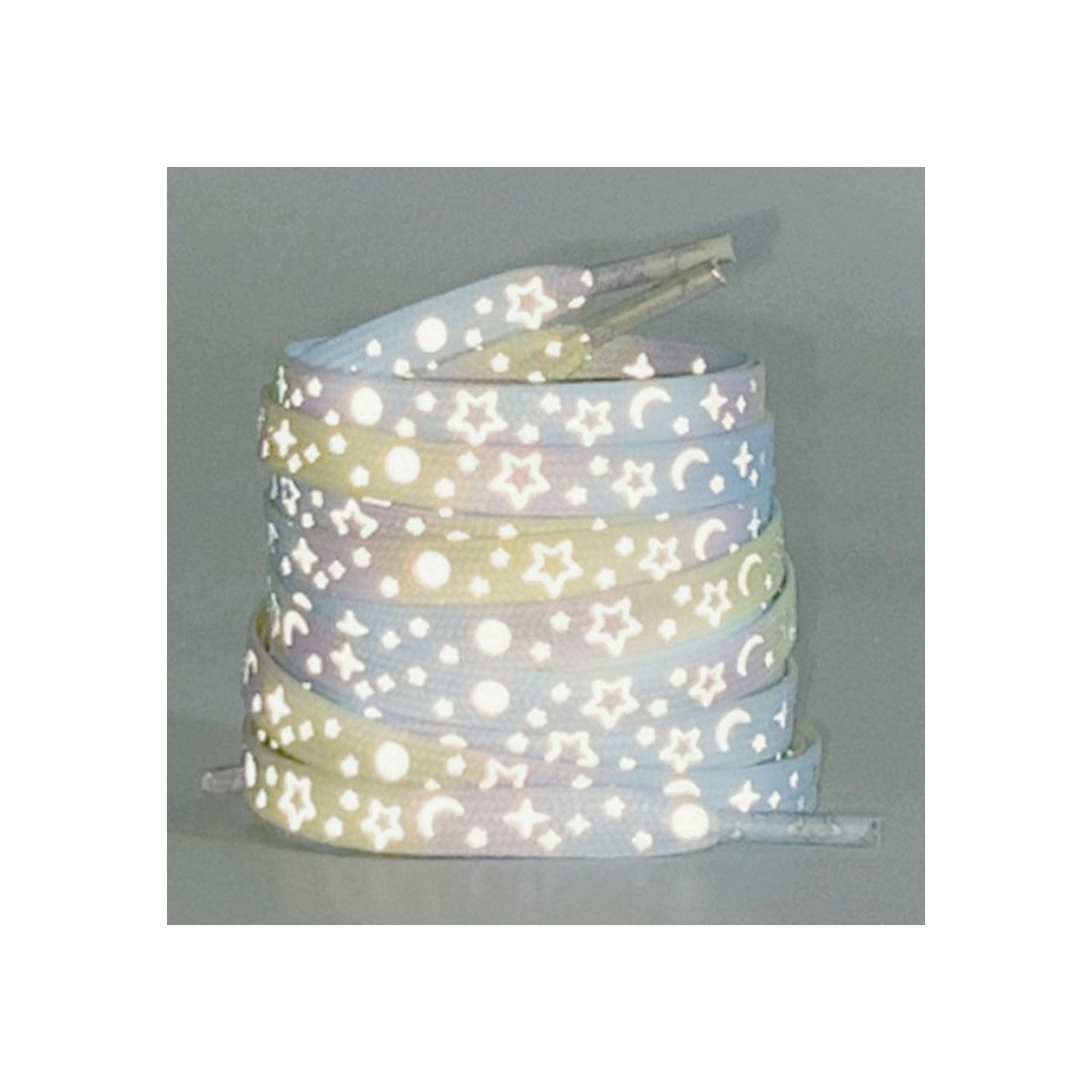 140 cm reflective shoelaces for sneakers Canvas shoes Basketball shoes etc - Yellow Blue Star