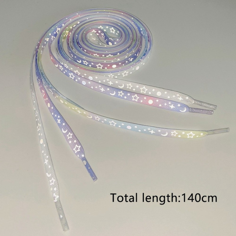 140 cm reflekterande skosnören för sneakers Canvasskor Basketskor etc - Yellow Blue Star