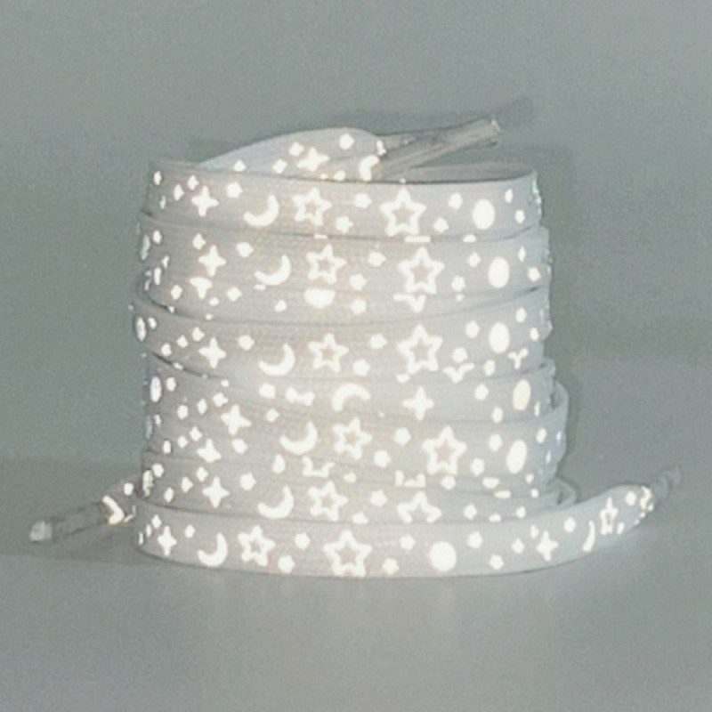 140 cm reflective shoelaces for sneakers Canvas shoes Basketball shoes etc - White Star